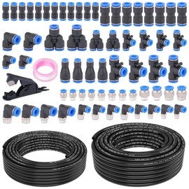 XaXmTee 68 Pcs DOT Air Line with Quick Connect Air Fittings Kit 2 Roll 50FT 1/4" and 3/8" DOT Air Lines Kit with 66 Pcs Push Lock Air Line Fittings Pneumatic Push to Connect Air Hose Fitting