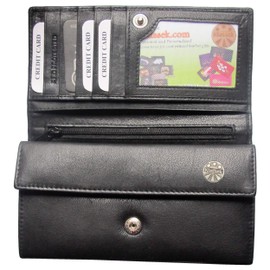 Klassek Rough Collie Womans Black Purse Dog Lover Owner Brand Image on Real Animal Leather RFID Puppy Accessory Gift