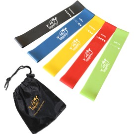 Fit Simplify Fit Simplify Resistance Loop Exercise Bands with Instruction Guide and Carry Bag, Set of 5