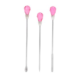 3Pcs Nail Art Stirring Rod - Professional Nail Art Spoon Spatula Set Nail Picker Stainless Steel Needle Stick Gel Mixing Manicure Nail DIY Tools for Nail Polish(01)