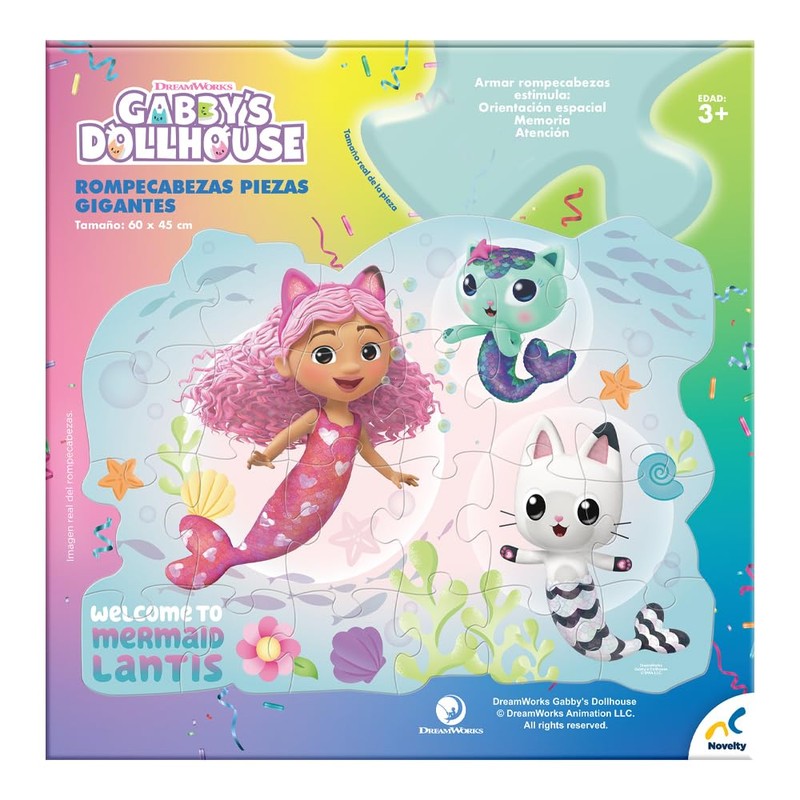 Novelty Corp Rompecabezas Piezas Gigantes Gabby´S Dollhouse - 24 Piezas,