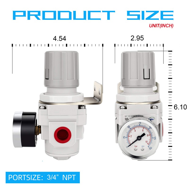NANPU 3/4" NPT Air Regulator for Compressed Air System, 150