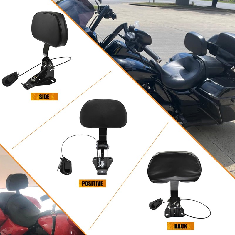 HCmotorku Adjustable Driver Backrest with Mounting Kit Compatible with Harley