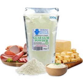 Baking Beauty and Beyond Premium Quality Guar Gum Powder - Gluten Free Natural Thickener and Food Grade Fine Powder Improve Texture, Odourless and Flavourless, Non-GMO Stabiliser Agent - 200g