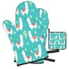 Mxocom Cute White Llama Oven Mitts and Pot Holders Sets