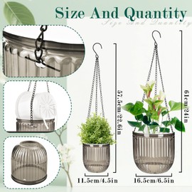 JxyHauteresce Self Watering Planters for Indoor Plants & Outdoor Plants Hanging Basket for Plants Modern Air Plant Pots with Drainage, Adjustable Hooks for Home, Balcony, Garden Décor Grey