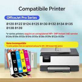 Auroraink 923 Ink Cartridges Combo Pack 【with Chip】 Compatible with HP 923e 923xl Ink cartridges for HP OfficeJet Pro 8120/8123/8130/8133/8135/8138/8139 Printer a Set of (4 Pack BK/C/Y/M)
