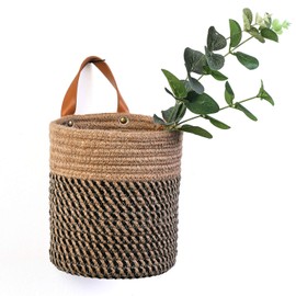 Wall Hanging Storage Baskets - Small Cotton Rope Woven Closet Storage Bins-Shelf Basket Organizer for Plants, Towels ,Toys - 6.3" x 7" (Jute)