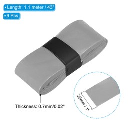 PATIKIL 9 Pack 43.3" Tennis Racket Grip Tape PU Overgrip Punching Absorbent Non-Slip Badminton Fishing Rod Gray