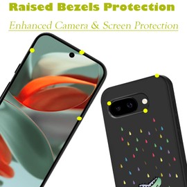 Unov Case Compatible with Pixel 9a 5G with Dino Rainbow Dinosaur Dragon Embossed Pattern Design Soft TPU Shock Absorption Slim Protective Back Cover