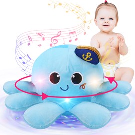 JoyyiKinddy Musical Octopus Baby Toy - Crawling & Rotating Octopus Toy with Recording, Light-Up Voice Control, Clap Hands Awake for 2-6 Year Old Boys and Girls, Tummy Time Sensory Toy