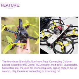 DMiotech 6 Pack M3x30mm Aluminum Knurled Spacer Standoff Round Column for RC FPV Drone DIY Parts Silver