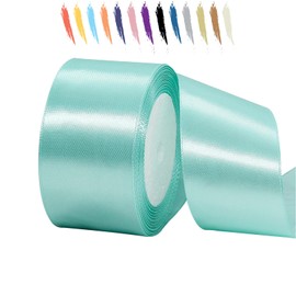 50mm Ribbon,23M Baby Blue Satin Ribbon for Gift Wrapping,Large Thick Fabric Wedding Car Ribbon,Double Sided Ribbon Roll for Crafting,Color Ribbon for DIY or Birthday,Chrismas Party Decorations