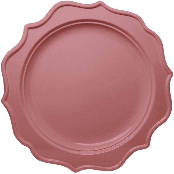 Tiger Chef 96-Pack Pink and White Color Round Scalloped Rim Disposable Plastic Plate Set for 48 Guests Includes 48 10-Inch Dinner Plates, 48 8-Inch Salad Plates - BPA-Free