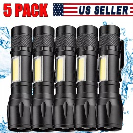 Unbranded 5pcs Super Bright LED Tactical Flashlight Zoomable USB Rechargeable Lamp 3 Modes