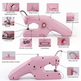 HKC Hand Sewing Machine, Portable Double Thread Electric Sewing Machine, Sewing Machine with Sewing Accessories for Beginners and Children, DIY Sewing Machine for Home Use, for Sewing Clothes,