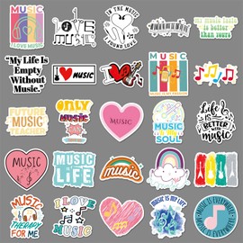 Pack of 50 Music Stickers Pack Music Sticker Set Waterproof Vinyl Stickers for Laptop Children Cars Motorcycle Bicycle Skateboard Luggage Suitcase Computer Sticker Graffiti Decal