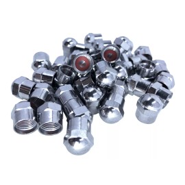 Kex Pack of 50 Chrome Hex Dome metal valve caps for cars, bicycles and trucks