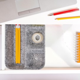 Relaxdays Felt Drawer Organiser, Desk Organiser System, 5.5 x 29.5 x 19 cm, 4 Compartments, Felt Basket, Light Grey