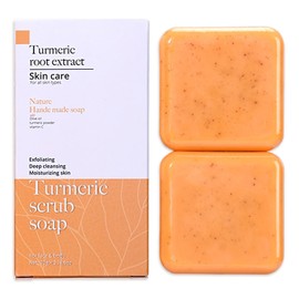 Turmeric Soap, Turmeric Scrub Soap, Natural Turmeric Exfoliating Soap, Turmeric Soap Bar für Gesicht und Körper, Tiefenreinigung, Feuchtigkeitsspendend