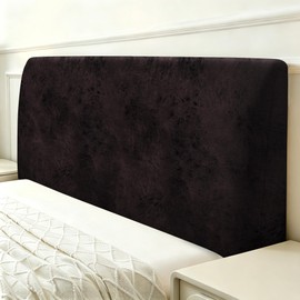Leather Look Bed Headboard Cover, Stretch Soft Bed Headboard Slipcover Retro Dustproof Protector Cover for Bedroom Decor(Chocolate, King:78.7")