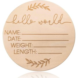 Wooden Baby Announcement Sign, Birth Announcement Sign, Hello World Newborn Sign,Baby Name Announcement Sign for Girl Boy Photo Prop Baby Shower Nursery Hospital (Style B)