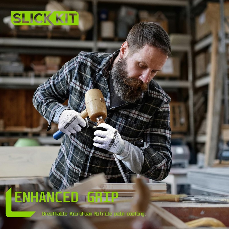 SLICK KIT Work Gloves MicroFoam Nitrile Coated, for Men and