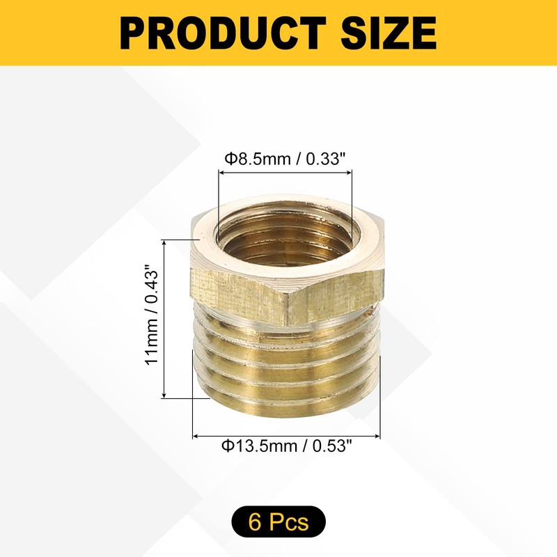 sourcing map 4Pcs G1/4 Male x G1/8 Female Brass Reducer
