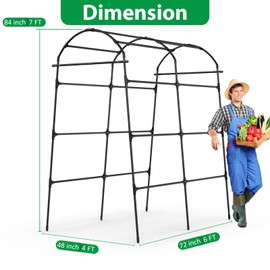 Garden Trellis Arch for Climbing Plants Outdoor - 84 x 72 Inch Cucumber Garden Arch Trellis with Netting Large Mental for Archway Walkway, Arbor Flower Vegetables Plants, Yard Lawn