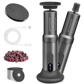 JINYAWA Electric Foot Callus Remover - 2-in-1 Rechargeable Cordless Foot File with LCD Display & 6 Speeds - Professional Foot Sander for Dead Skin, Thick Nails, Heels and Soles (Gray)
