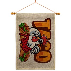 Trump Always Chicken Out Wood Dowel Kit Burlap Wall Hanging Decor Home Porch Trade Poster Garden Decoration Room Tapestry Banner Door Sign Fathers Day Funny Gift Made in USA