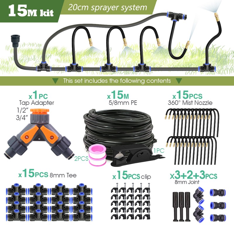 Outdoor Misting System Kit for Garden & Patio Cooling –