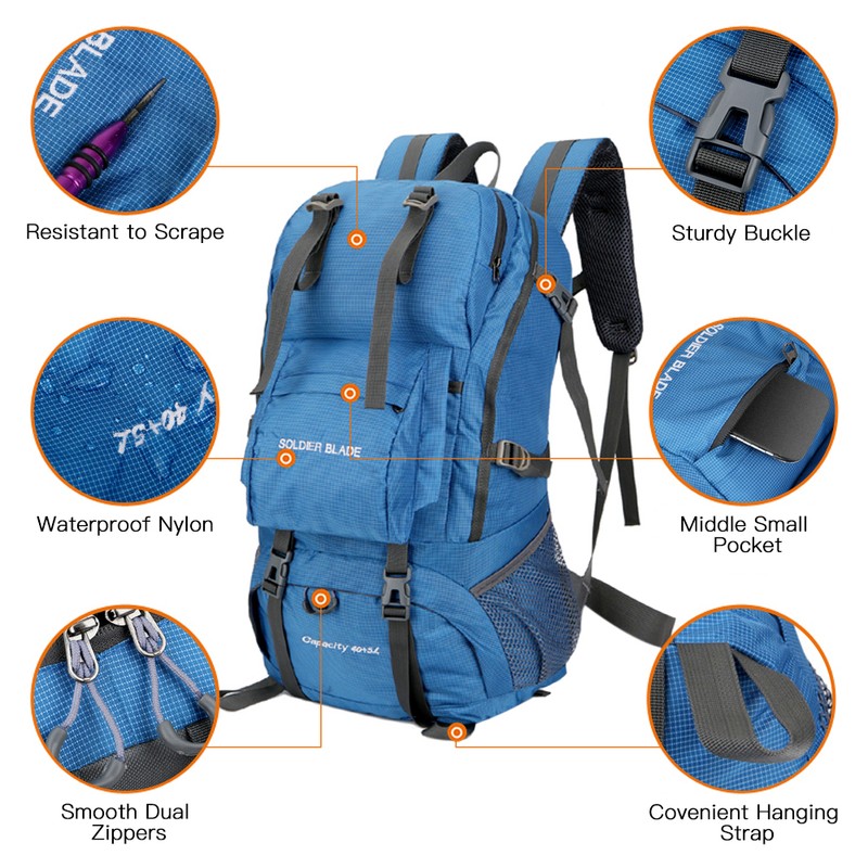 45L Camping Hiking Backpack Large Capacity Mountaineering Pack Waterproof Travel
