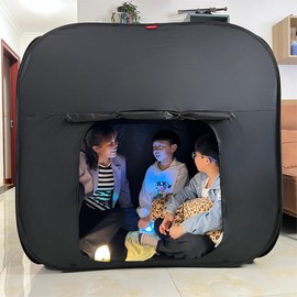lukidoki Sensory Tent for Kids & Adults with Autism ADHD SPD - CPC Certification Extra Big 47x47in Black Out Calm Corner Helps Children Relax Reduce Anxiety - Pop-up Autistic Sensory Room Play Tent