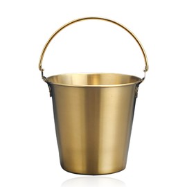 Ice Bucket for Parties and Cocktail Bar, French Fries Bucket, Stainless Steel Champagne Bucket, 11x10.5x8cm (Gold)
