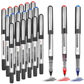 VEGCOO 18 Pack Rollerball Pens, Black/Blue/Red Gel Pen 0.5mm Quick-Drying Ink Pens, Handwriting Pens for Drawing Writing, Ballpoint Gel Pens School & Office Supplies for Students Adults