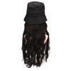 Hat Wig Women Detachable Middle Length Black Brown Curly Wavy