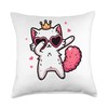 Cat Heart Shape Sunglasses Dabbing Dance Lover Throw Pillow