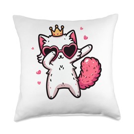 Cat Heart Shape Sunglasses Dabbing Dance Lover Throw Pillow