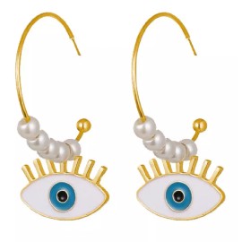 Deluxe Pendientes Ojo Turco Fatima Arracada Elegante Arete Con Dije