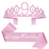 Leixi 9th Birthday Decorations for Girls,Pink Birthday Sash and Crown