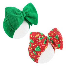 ONENINEDREAM Christmas Tree Baby Bows Santa Hats Gingerbread Headbands for Girls Candy Cane Headbands Hair Bows Christmas Hair Accessories Red Green
