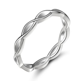 EAMTI 925 Celtic Knot Rings for Women Sterling Silver Wedding Band Size 10