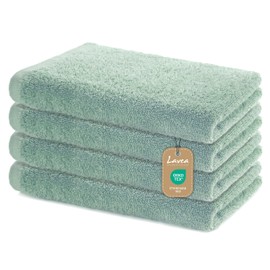 Lavea Set of 4 hand towels, 40 x 70 cm, soft and absorbent guest towels made of 100% cotton, Oeko-Tex 100 certified, washable at 60 degrees, ideal for bathroom, guest toilet, sports & fitness