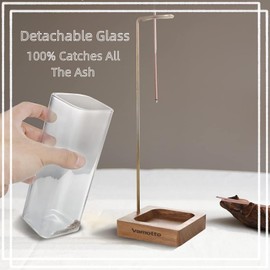 Incense Holder for Sticks with Removable Glass Ash Catcher, Upgrade Wooden Mess-Free Incense Stick Burner Holder for Yoga Spa Madiation and Home Relaxation (Square)