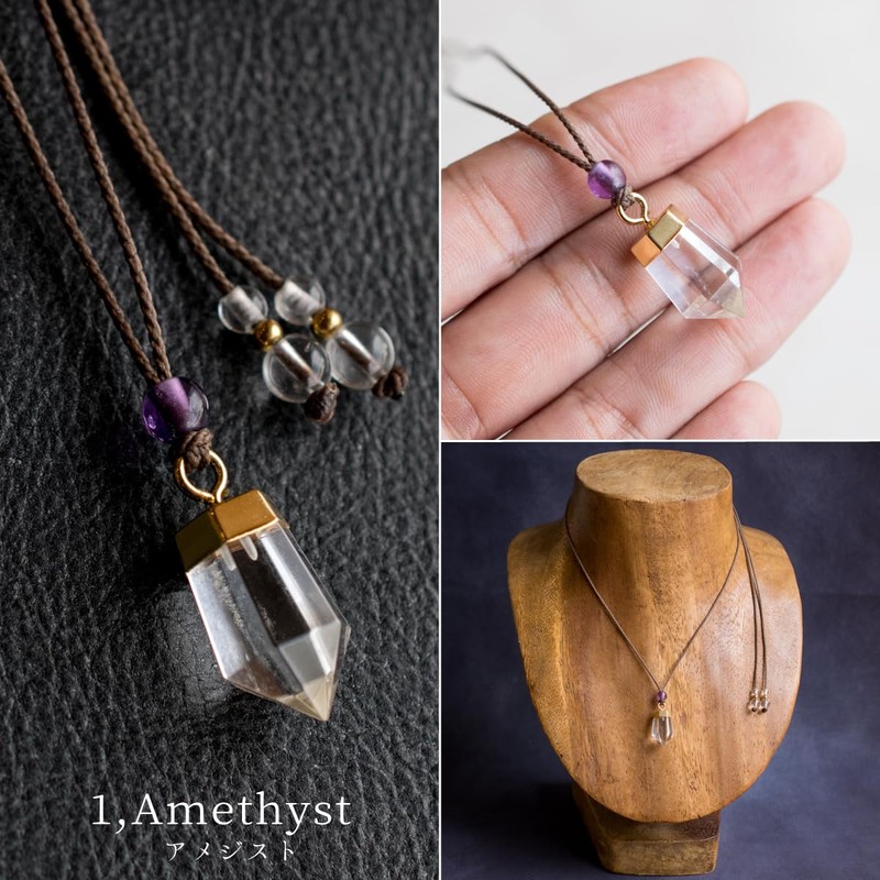 Freaky Hands Crystal Necklace, Natural Stone, Pendant, Good Luck, Purification,