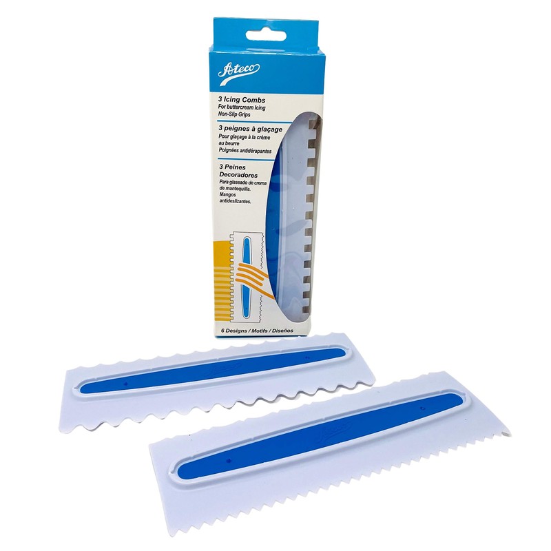 Ateco 3 pc / 6 Design Set Icing Comb, 9"