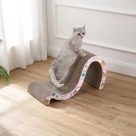 THE LICKER STORE CSR1013D Kona 27" Modern Cardboard Double-Sided Wave Cat Scratcher with Catnip, Pattern Party
