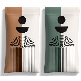 2 Pack Eyeglasses Case & Sunglasses Case-PU Soft Squeeze Top Glasses Pouch for Men Women, Geometric Line Pattern Portable Anti-Scratch Eyewear Bag, Reading Glasses Bag(Geometric Lines)