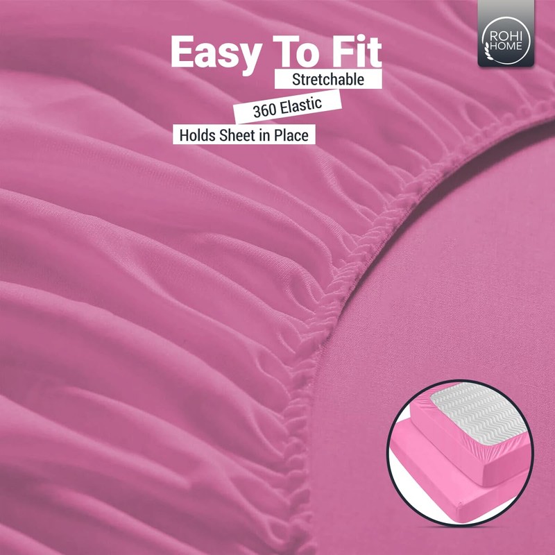 Rohi® Percale Polycotton Single Bed Sheets - 16"/40 Cm Extra